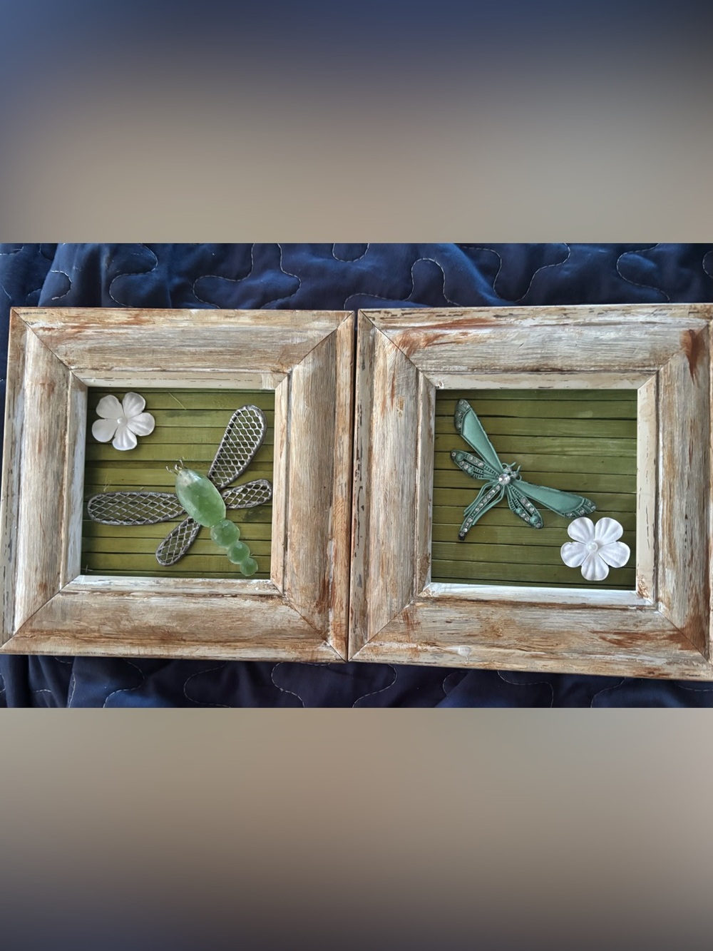 2- 6.5”x6.5” dragonfly wall art